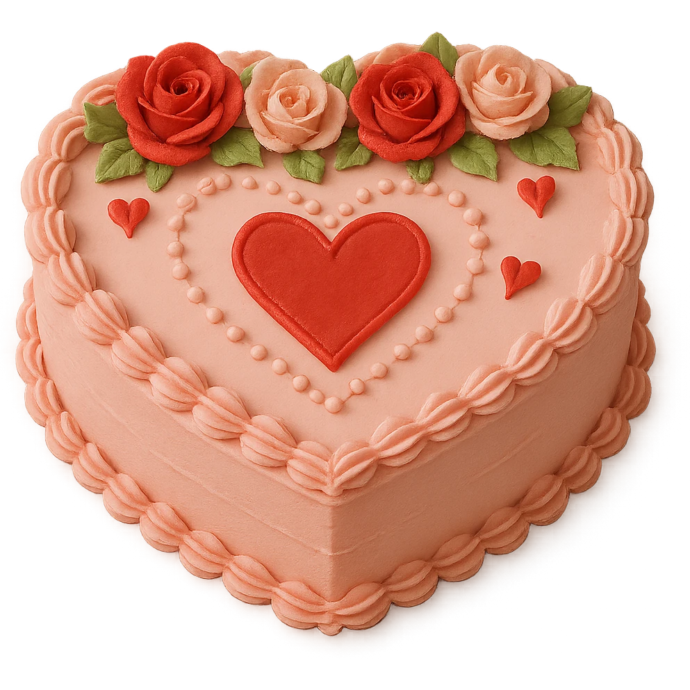 romantic heart-shaped cake emoji