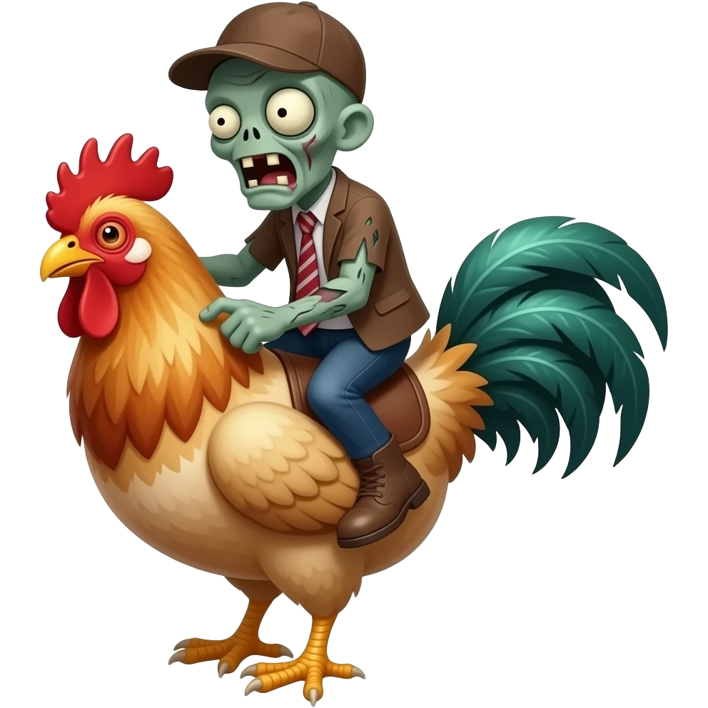 Zombie riding a chicken emoji