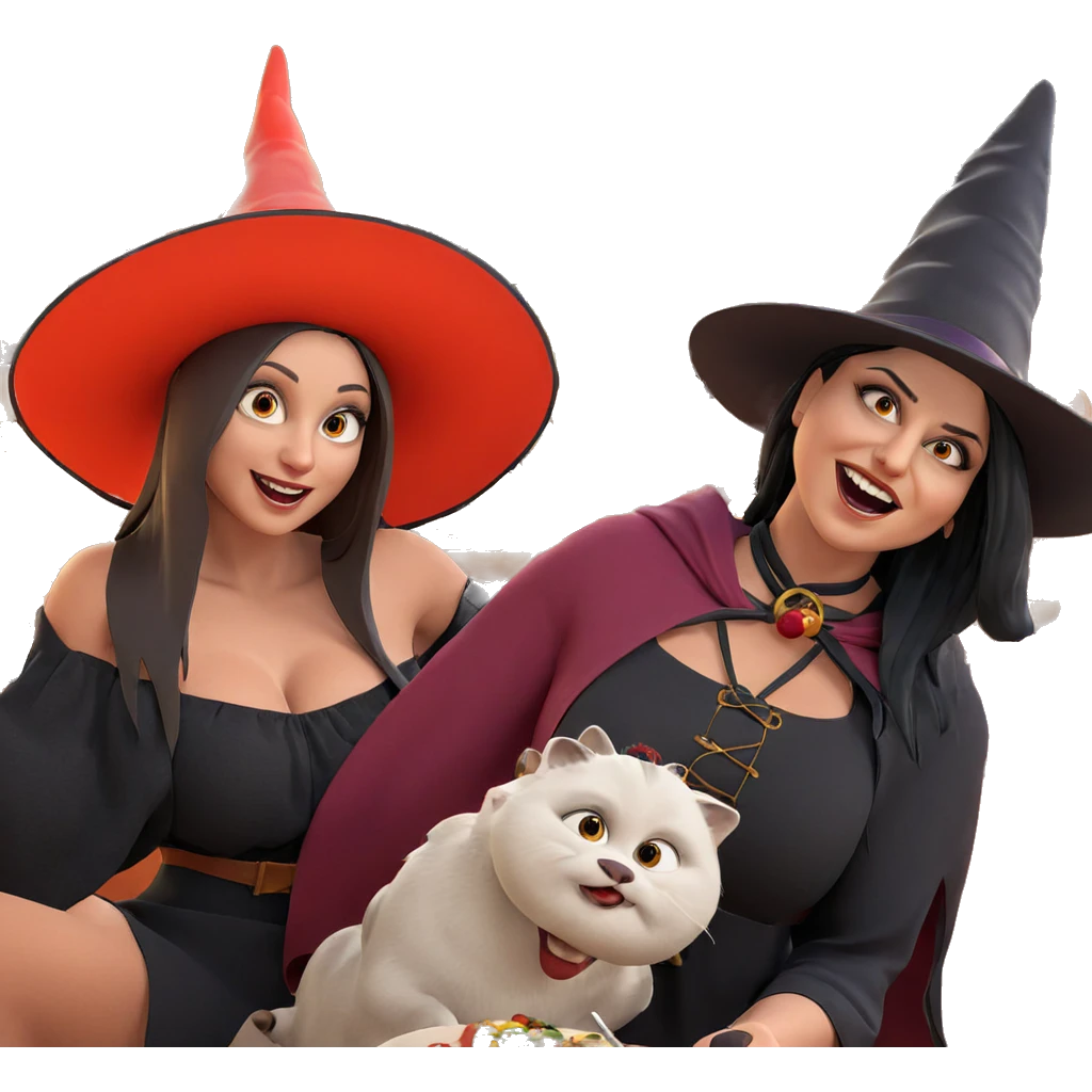 witches enjoying a festive feast emoji