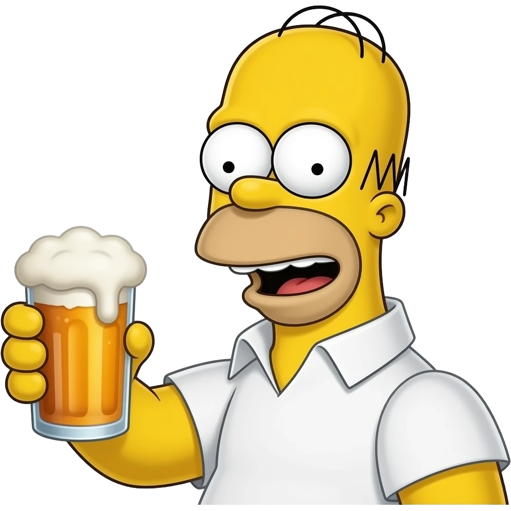 Homer Simpson bourré avec une bierre emoji