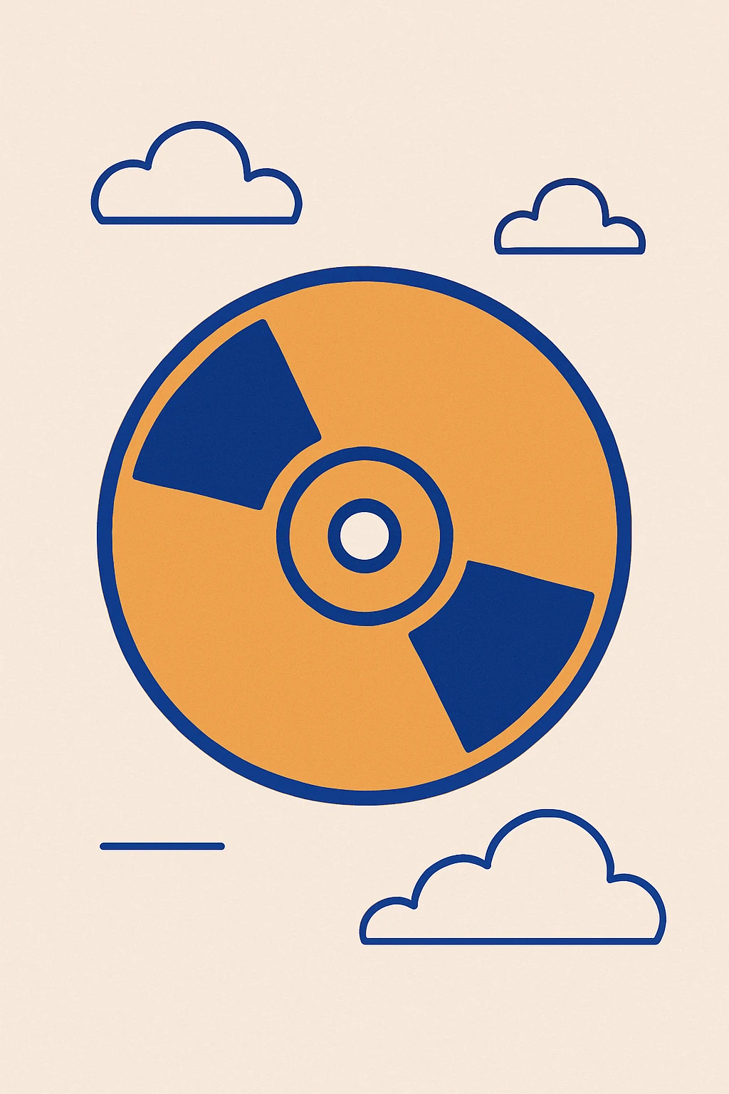 flat illustration style CD disk in blue and orange colors emoji