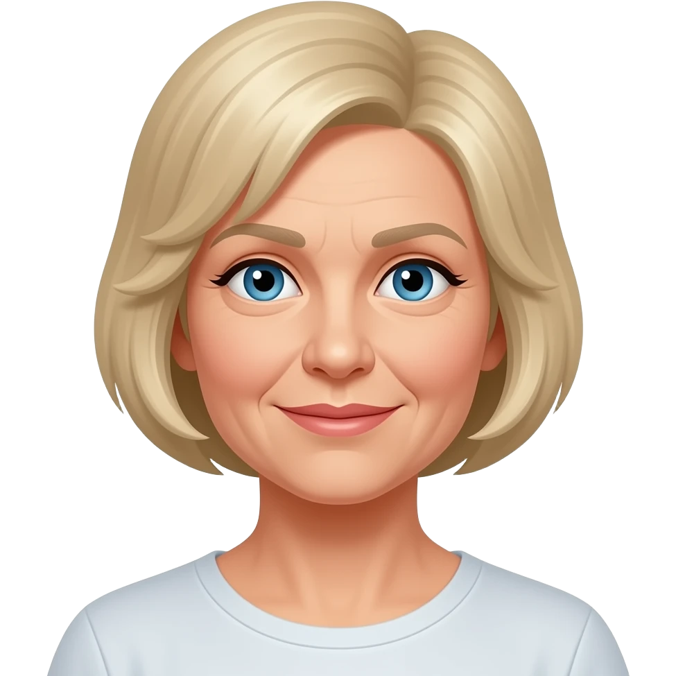 Older woman with short blonde hairstyles and blue eyes emoji