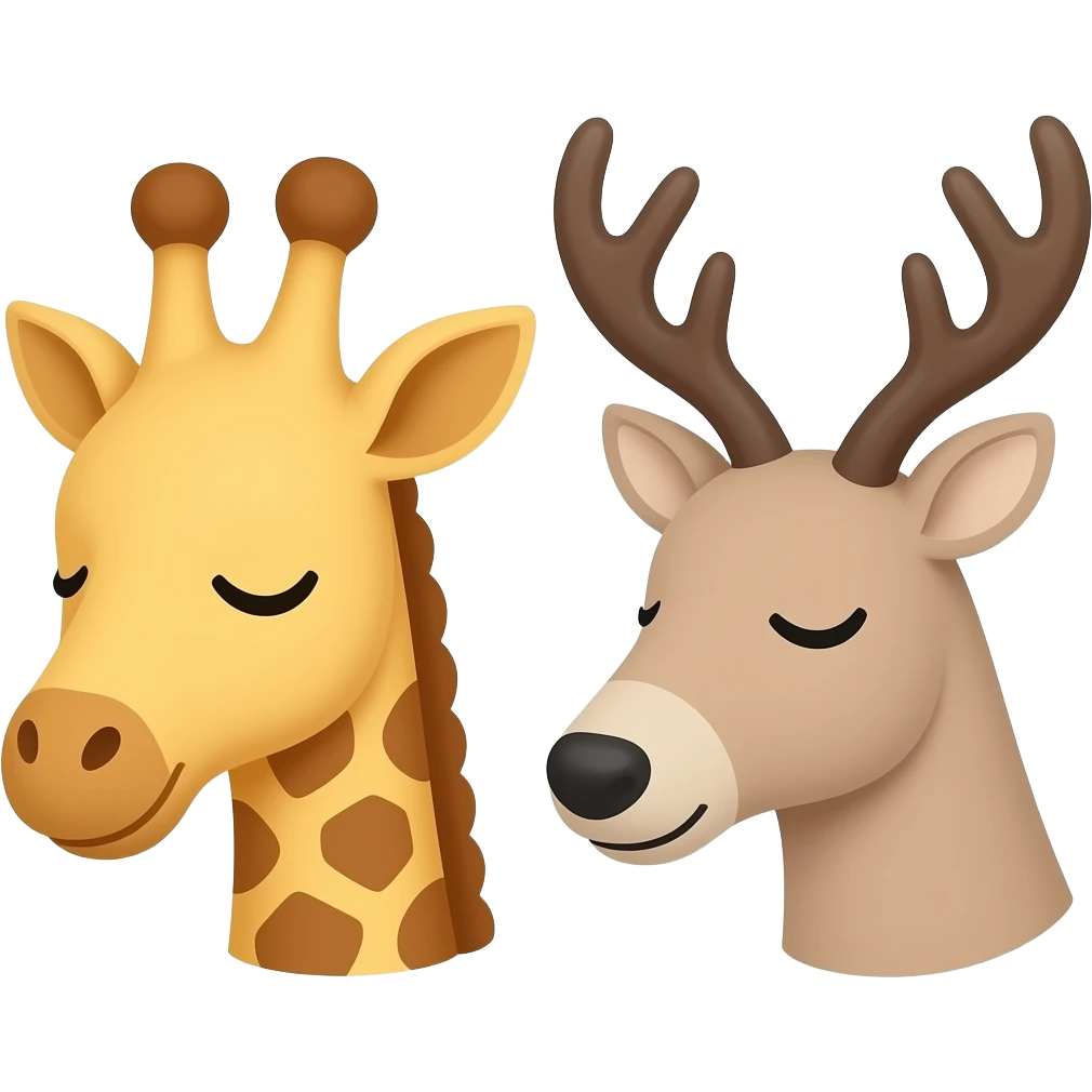 Einfacher Giraffenkopf und Elchkopf schlafen beide ein emoji