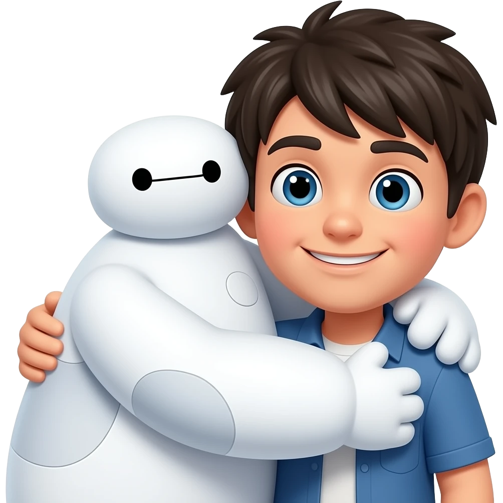 Baymax hugging a guy emoji