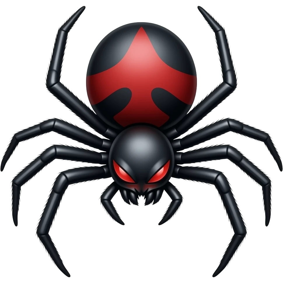 Make an Black widow spider emoji and show its red hourglass emoji