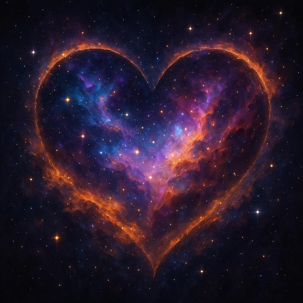 heart with a cosmic nebula, digital illustration emoji
