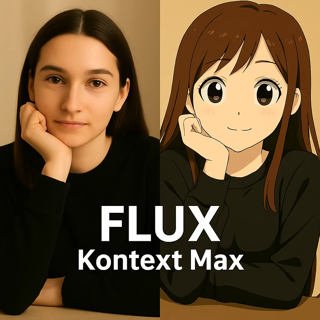 same similar image but chnage the text to "Flux Kontext Max" emoji