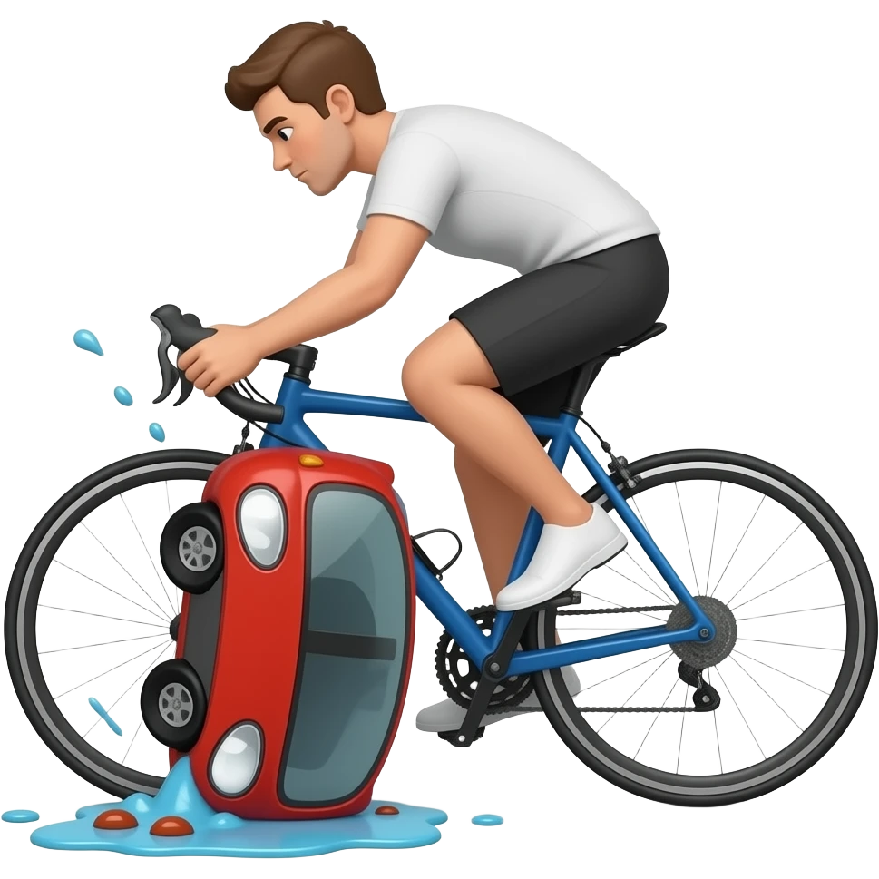 A bike eating car emoji