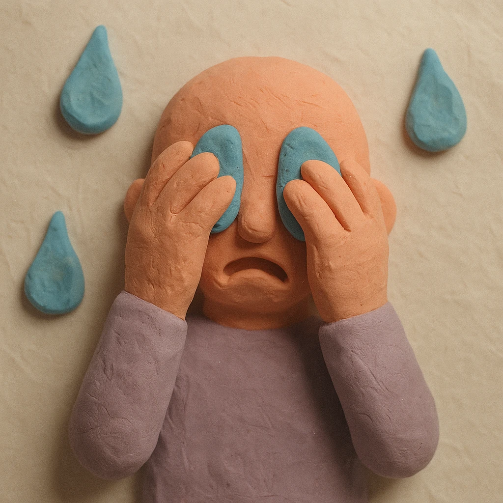 Tears in claymation style, matte texture with soft pastel colors. emoji