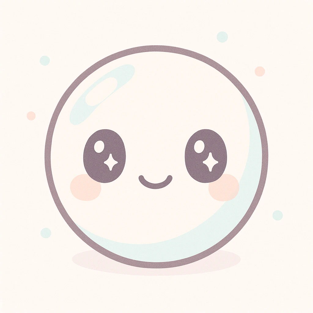 a cute white pearl, kawaii style, soft shading, big eyes, gentle smile, simple background emoji