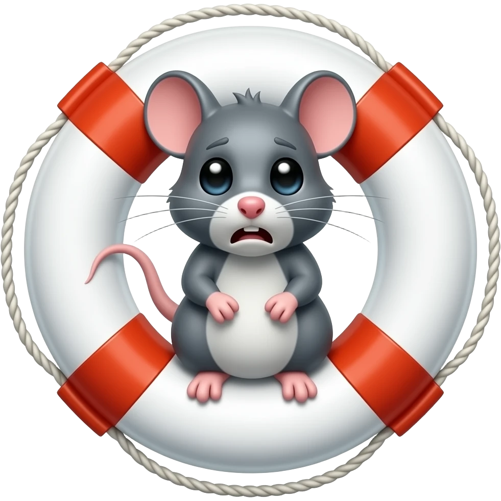 scared rat in life buoy emoji