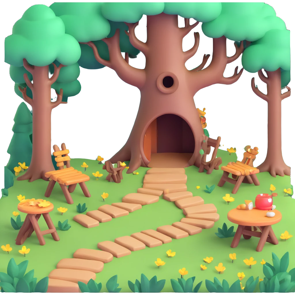enchanted forest scene with glowing plants and whimsical trees emoji