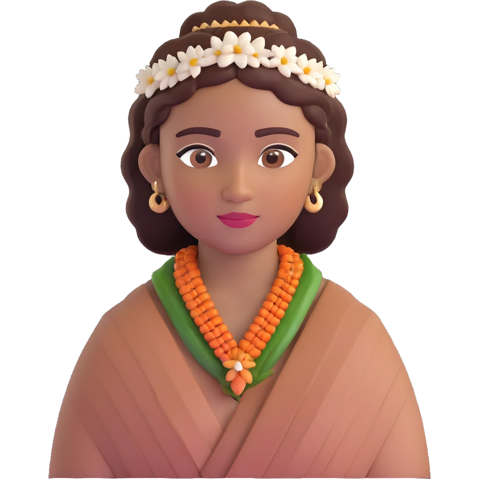 Fijian person with buiniga hairstyle, brown skin, wearing traditional Fijian attire emoji