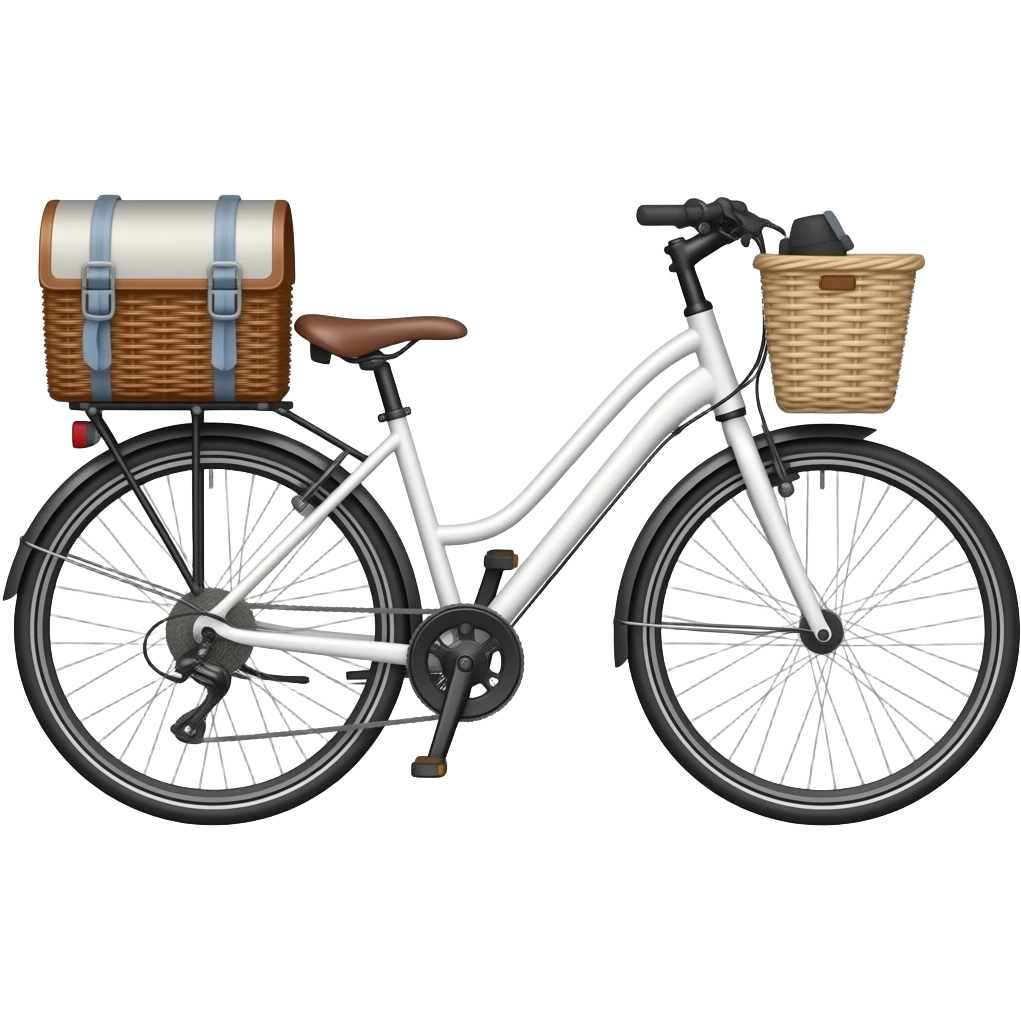 white pedal bike with storage box facing right emoji