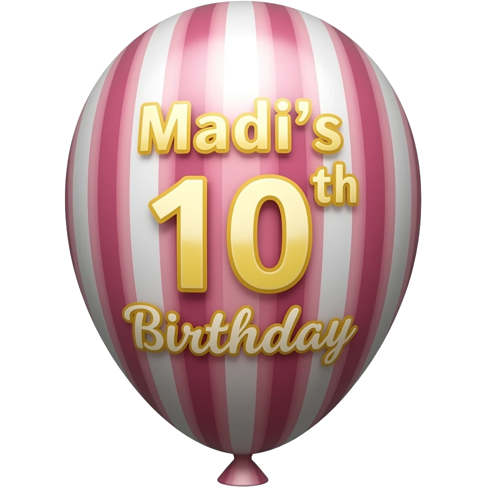 Madi's 10th birthday printed on balloon emoji