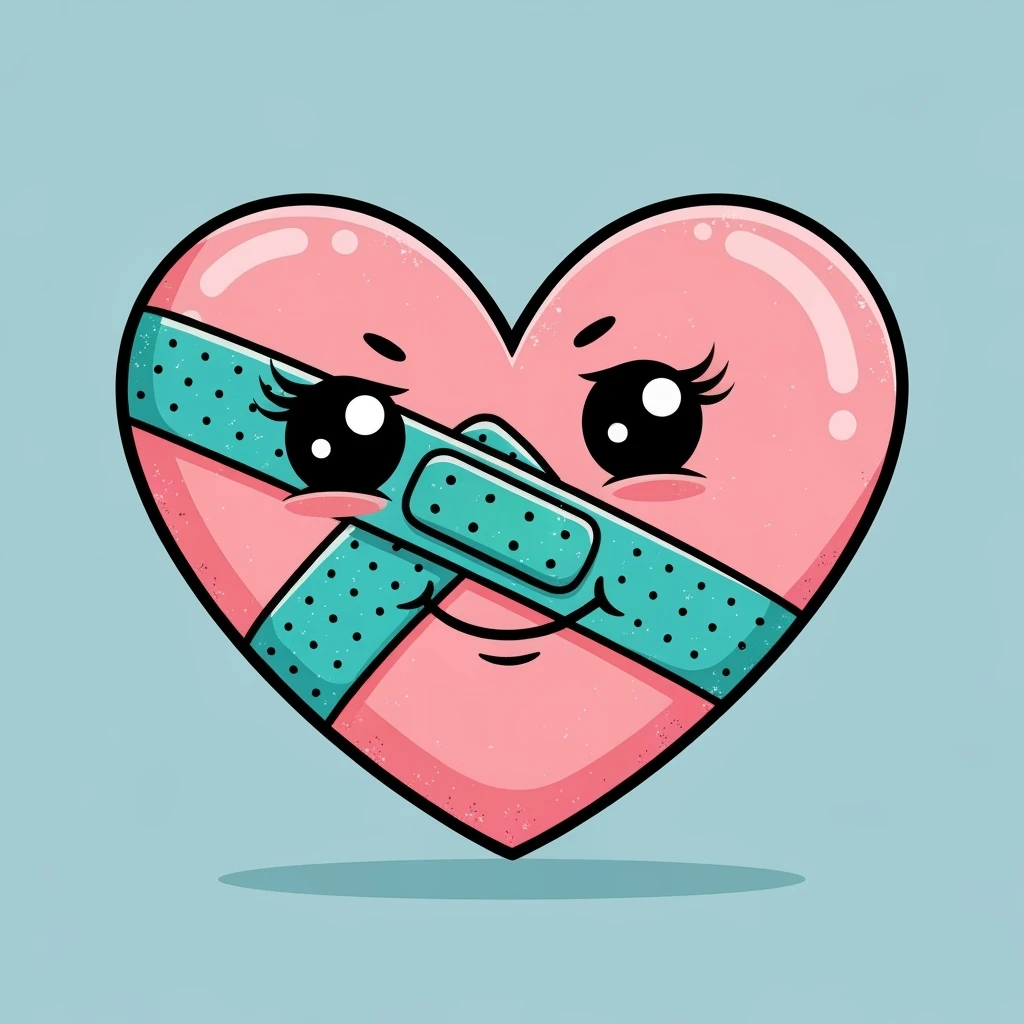 cute emo heart with a bandage emoji