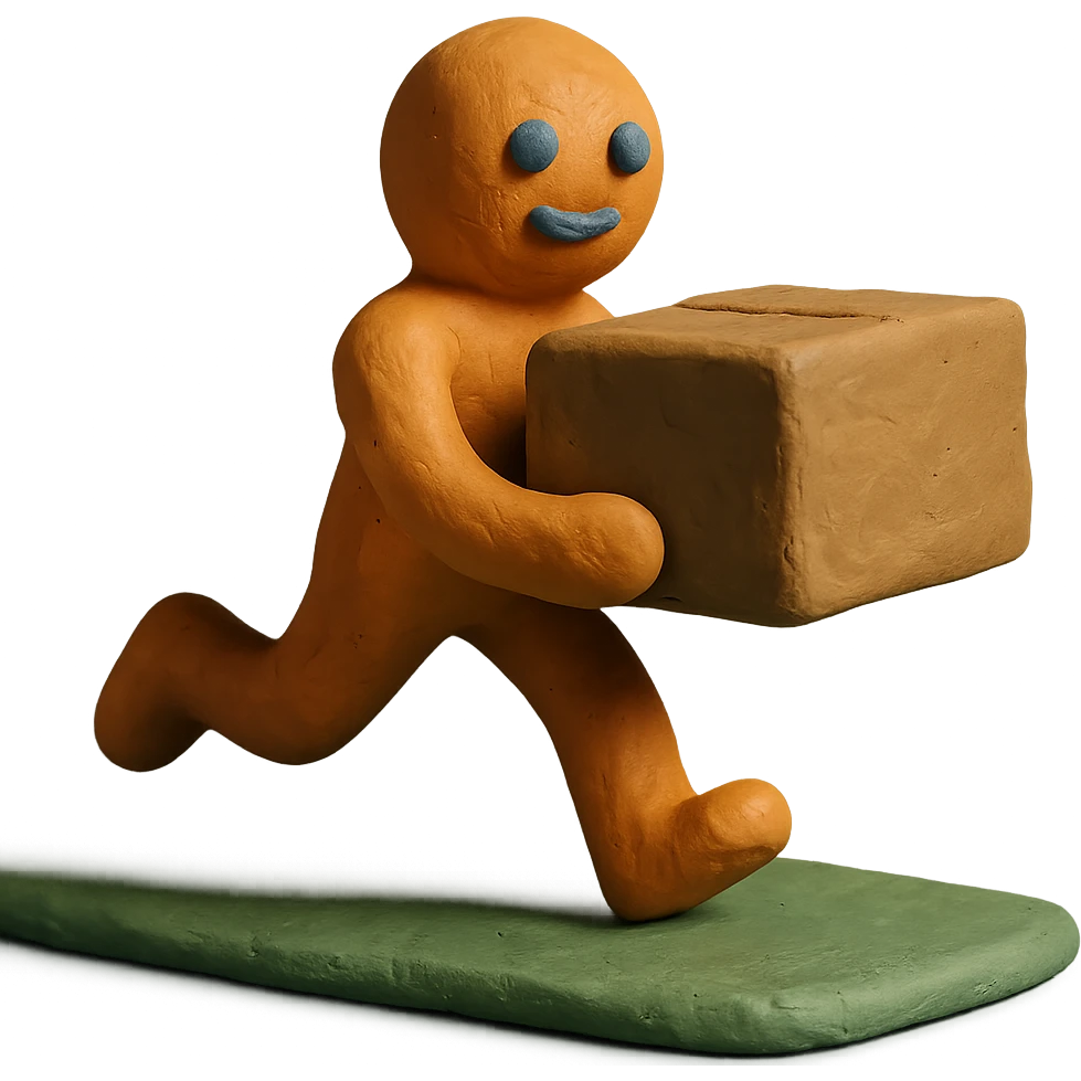 parcel with motion blur, fastest delivery emoji