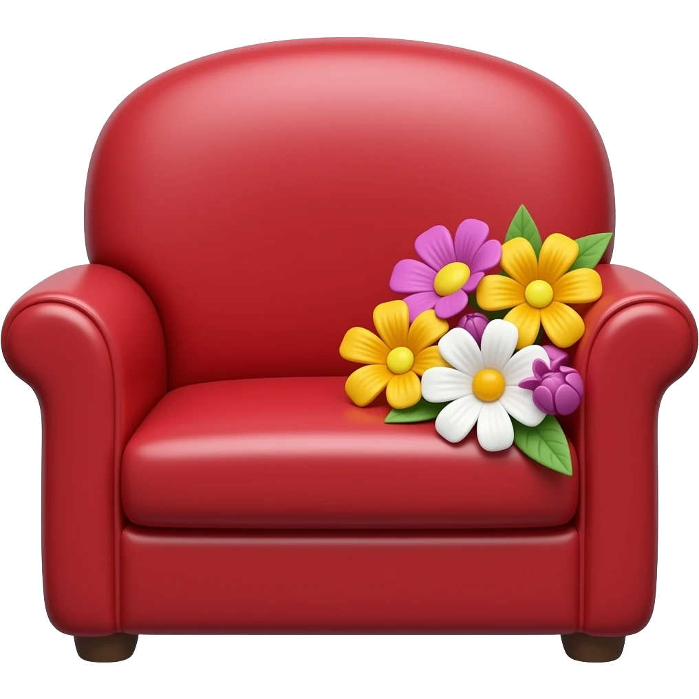 Red couch with flowers on it emoji
