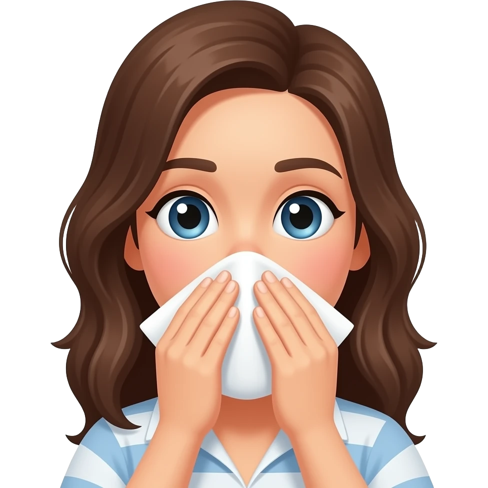 female blowing  nose emoji