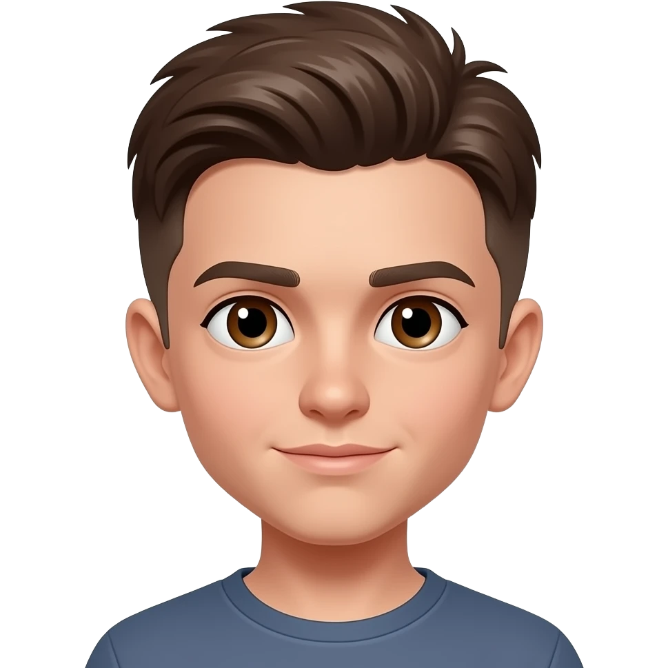голова мальчик, волосы коричневые чуть чуть лысоватый, тон лица (бледноватый), цвет глаз (коричневые) emoji