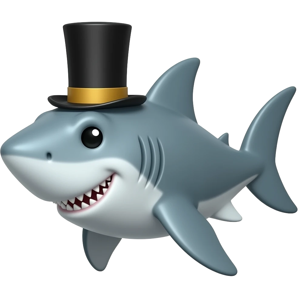 Shark with a top hat emoji
