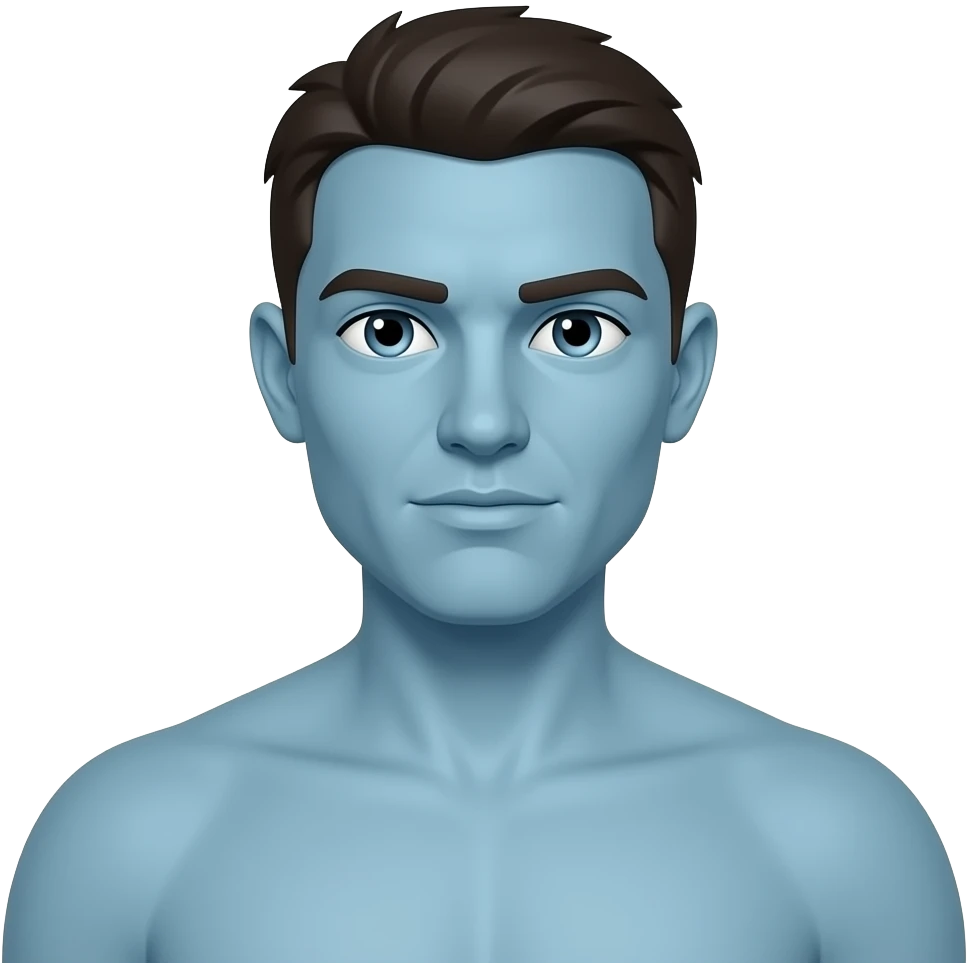 Cyan color male body white eyes emoji