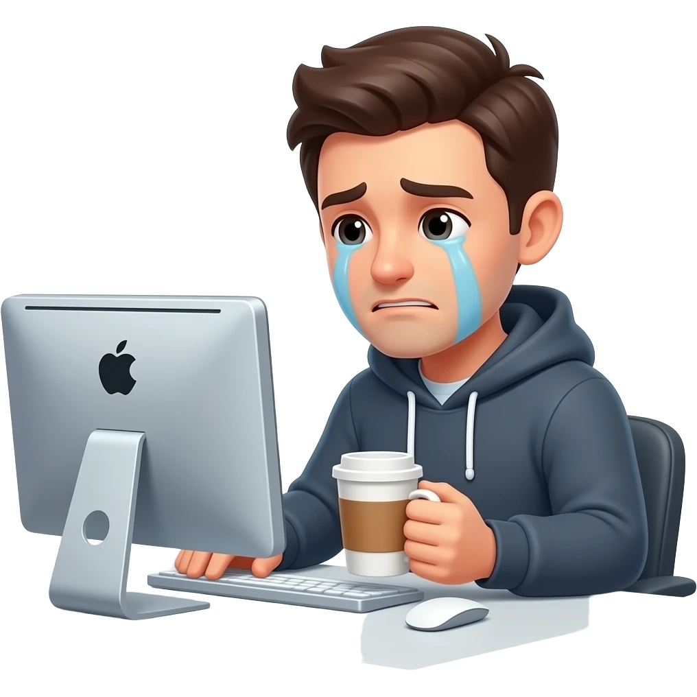 A designer who cry in front of its screen emoji
