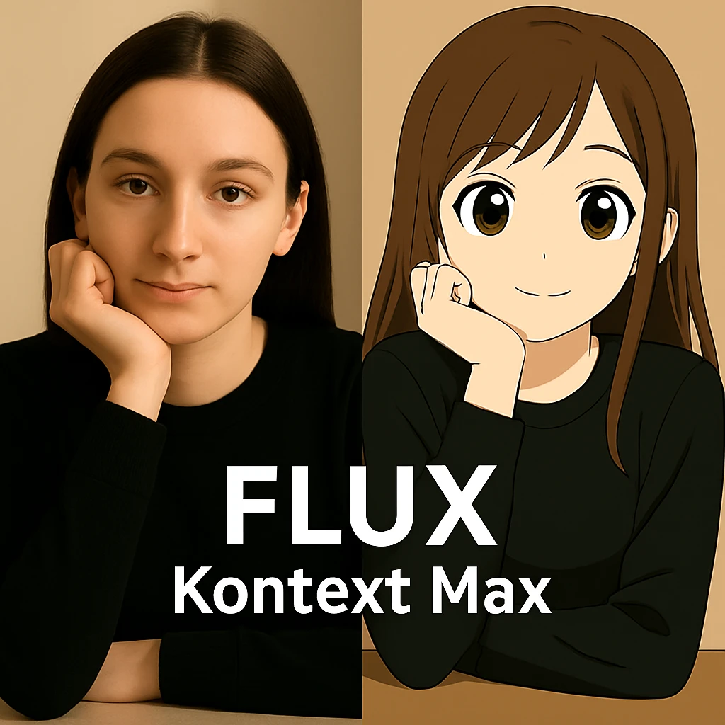 same similar image but chnage the text to "Flux Kontext Max" emoji