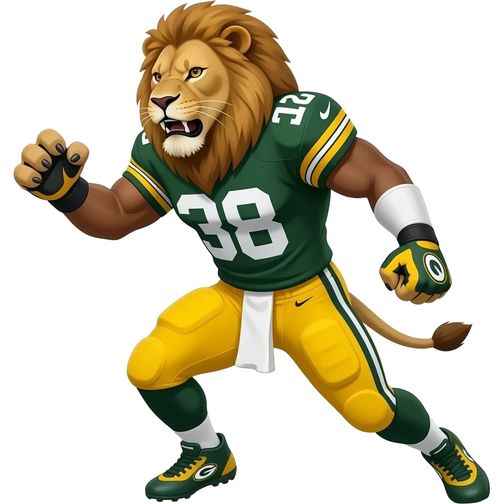 Detroit Lion clawing a Green Bay Packer emoji