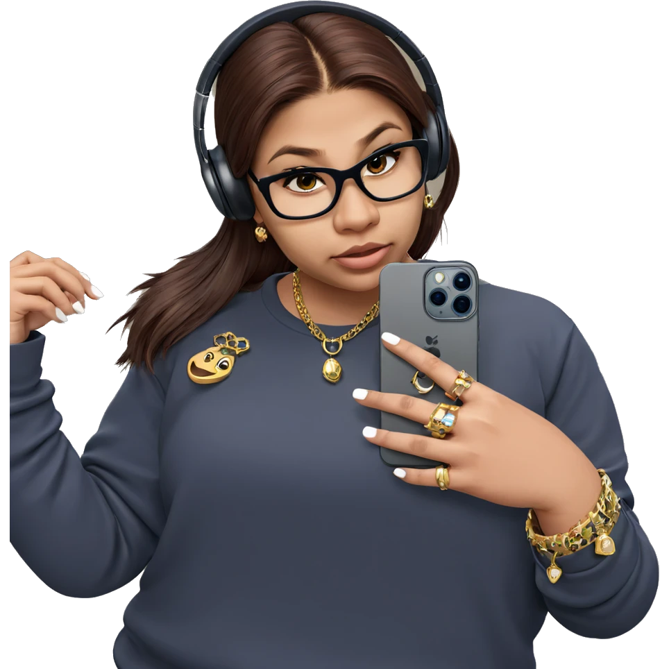 girl with jewelry and phone emoji