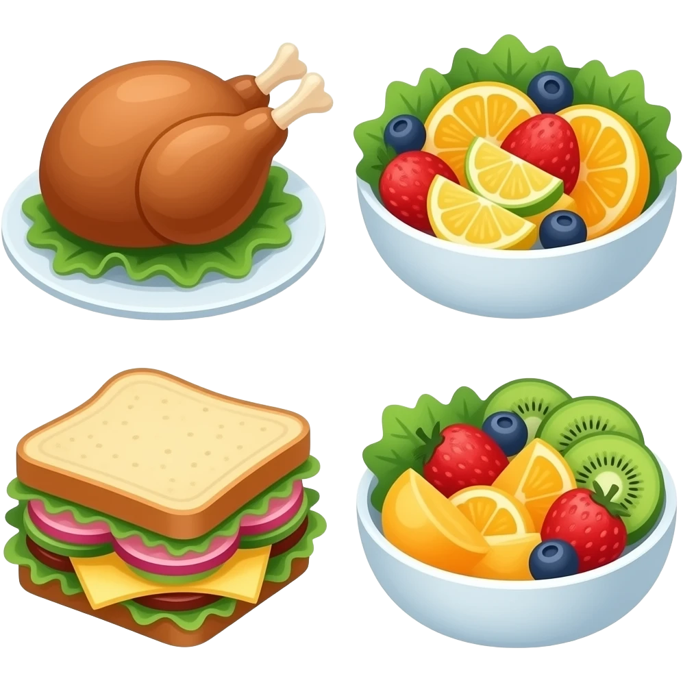 Turkey sandwich and fruit salad emoji