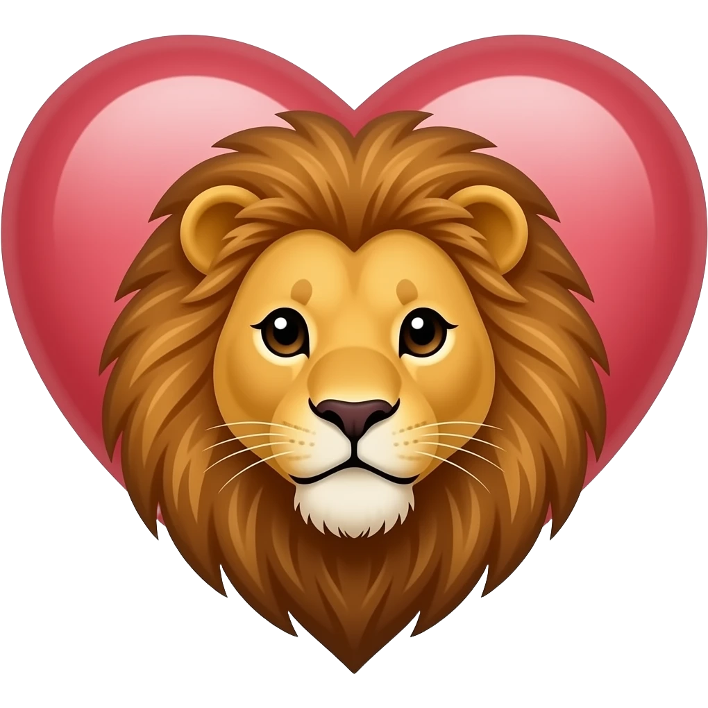 León dentro de corazón emoji
