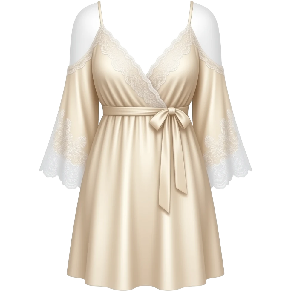 Cream silk night gown with white lace emoji