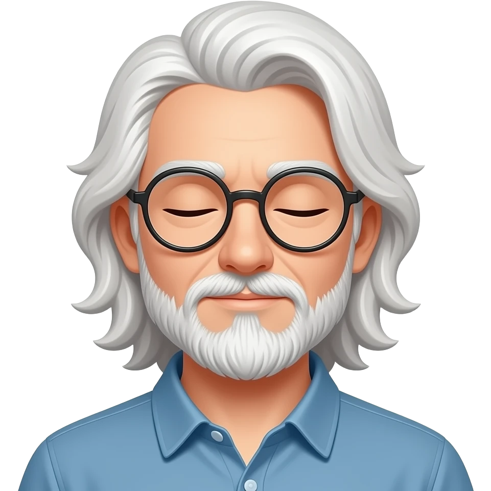 sleeping white guy with long hair and glasses emoji