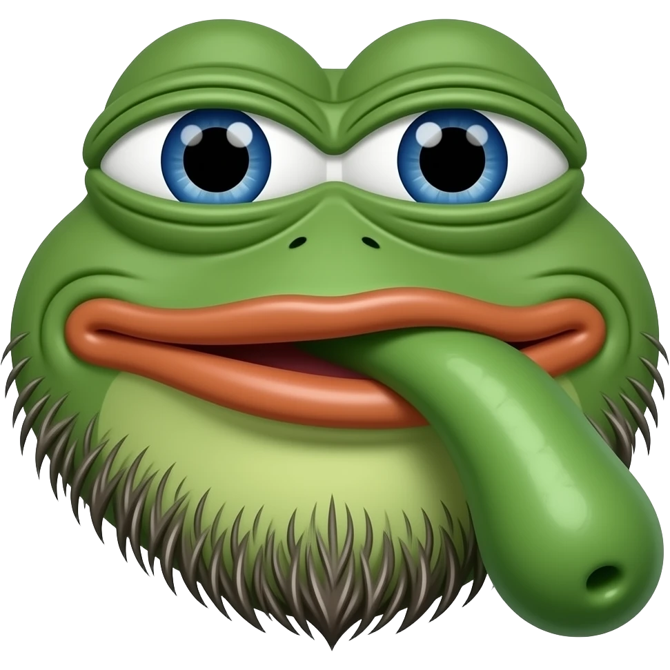 pepe the frog meme face replaced with a penis and balls green penis green tip realistic penis dick pepe meme penis going in his mouth blowjob sucking penis and balls in frame hairy balls stray pubes emoji
