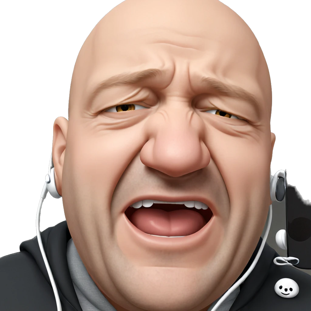 bald boy with earphones portrait emoji