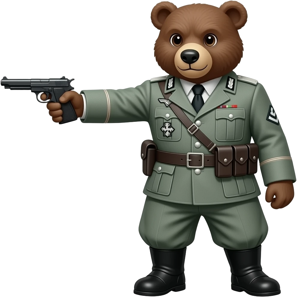 Bear ww2 Wehrmacht soldier hold a luger pistol emoji
