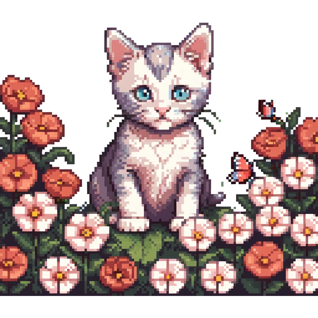 Kitten and flowers emoji