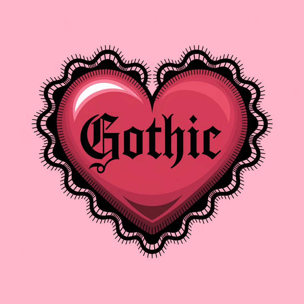 gothic heart with black lace emoji