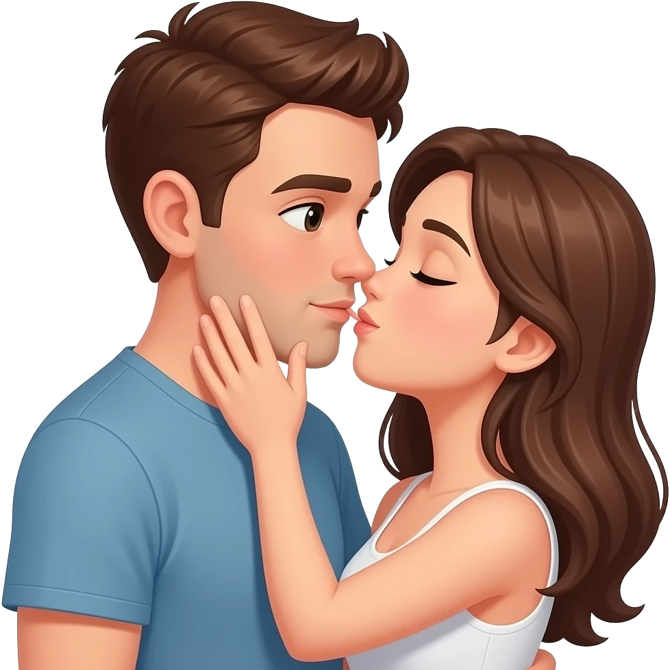 Sex man and woman brown hair emoji