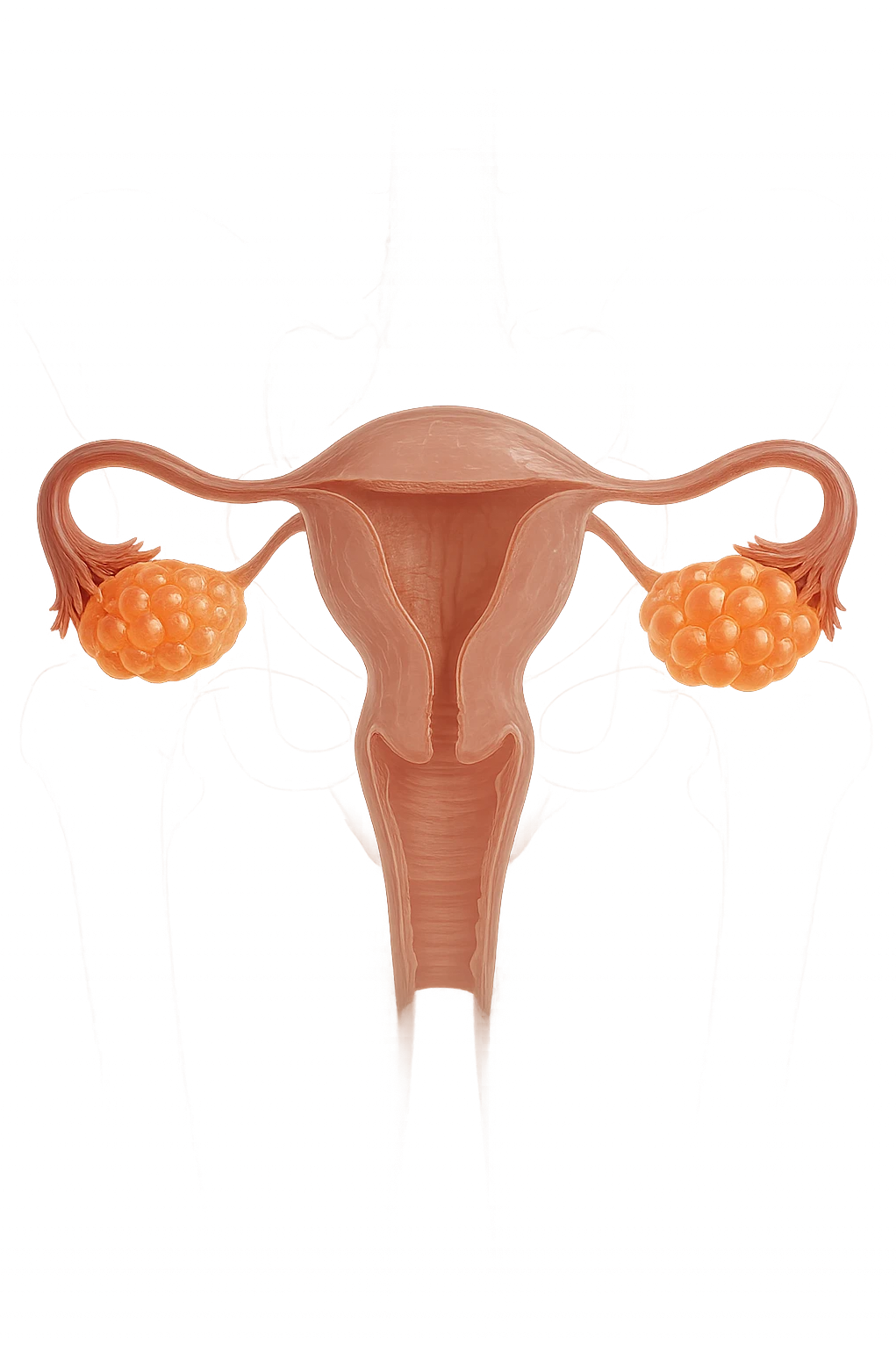 Ovulazione assente  in 3D immagine medica donna pcos emoji
