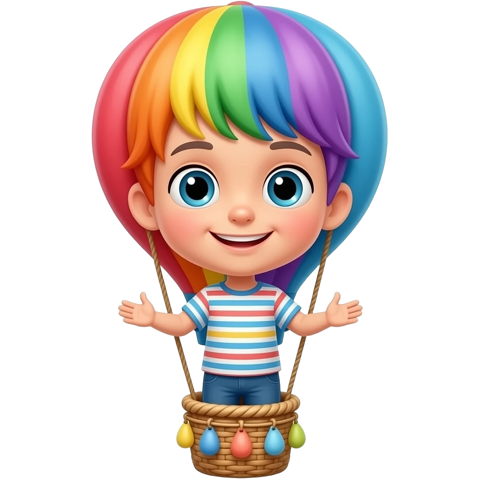 hot air balloon rainbow  hair 6 year oid emoji