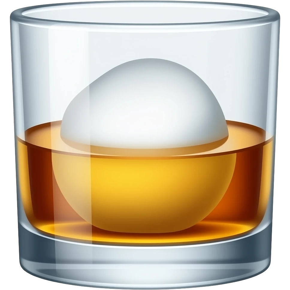 whiskey glass with a large ball of ice emoji