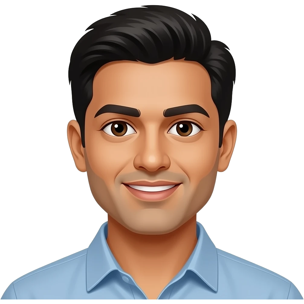 Face only of indian male, no beard, slimmer face, head only emoji