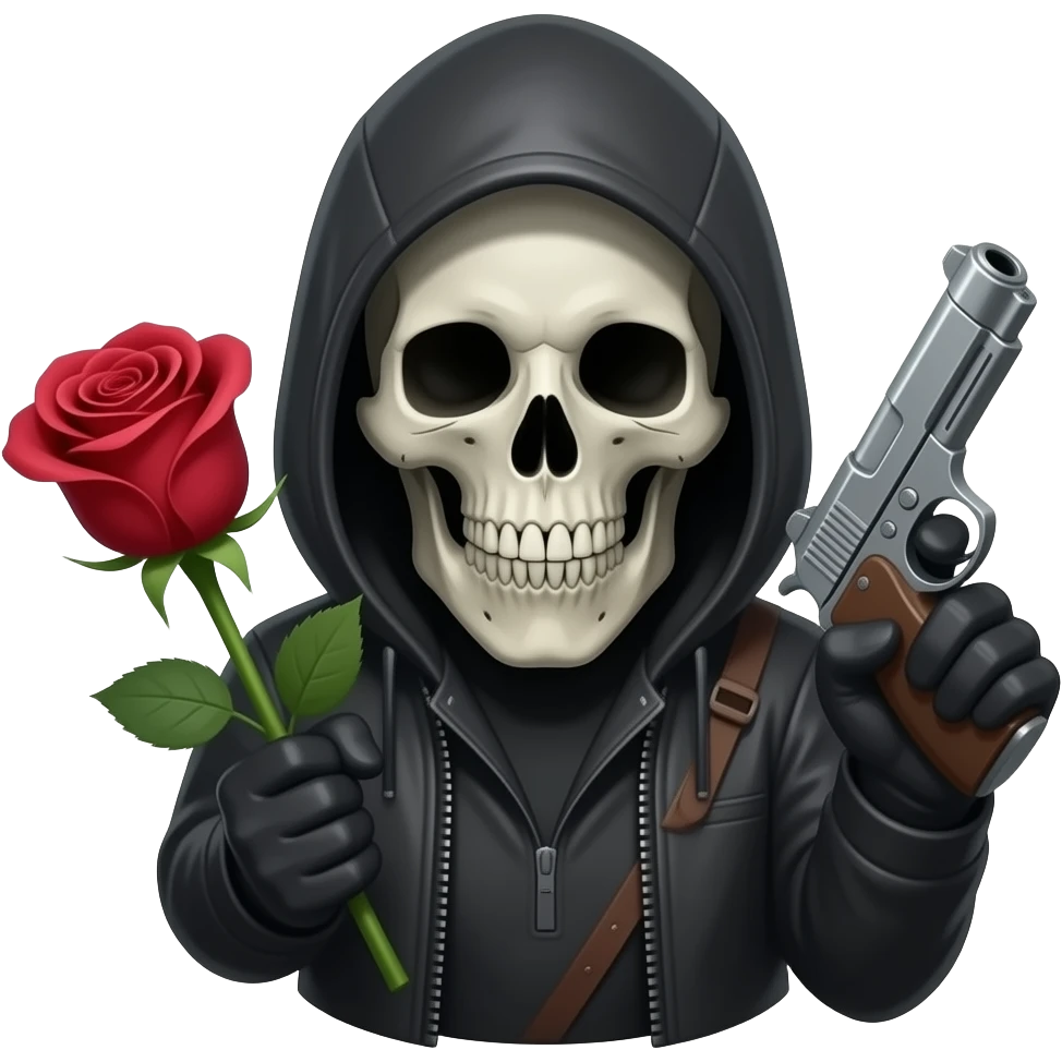 Rose gun skull dark stalker emoji