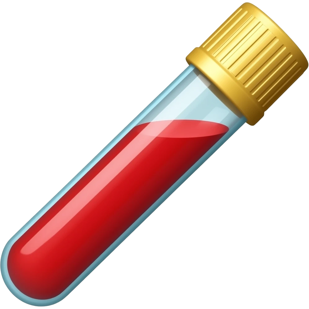 blood test tube in blue and yellow emoji