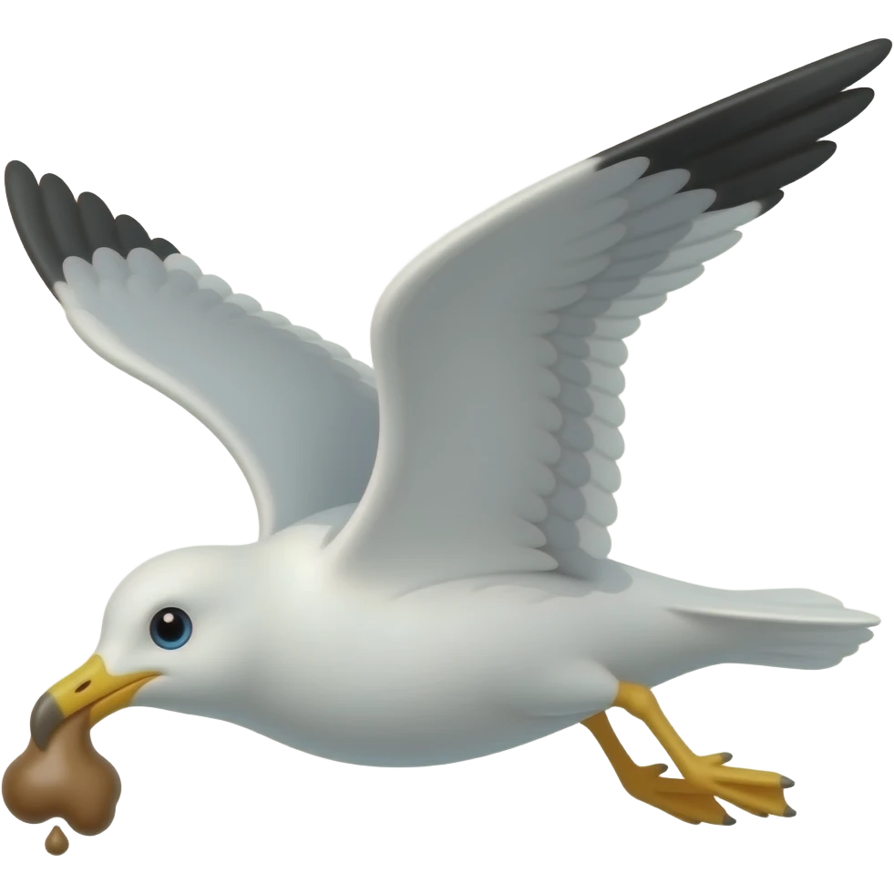 seagull flying and pooping emoji