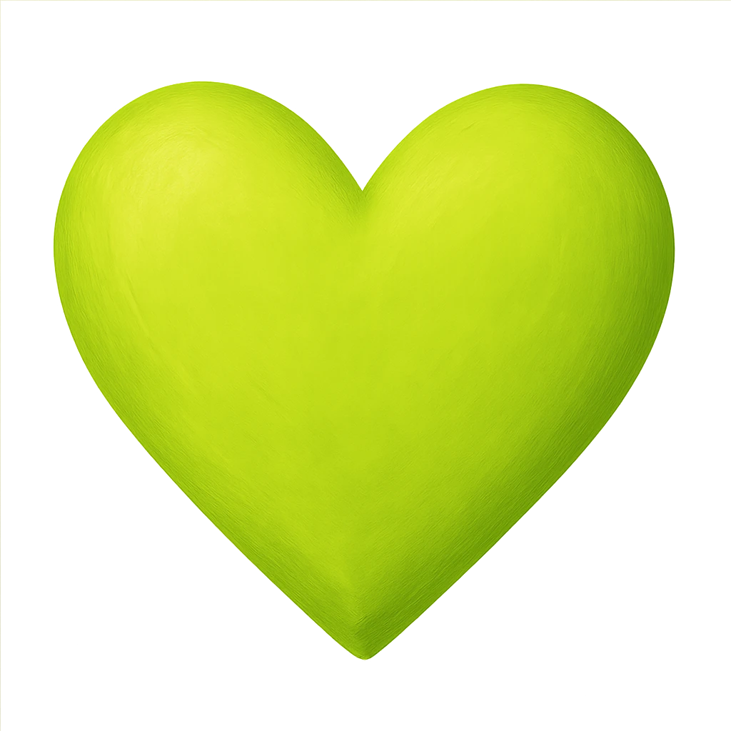 heart with a vivid chartreuse color, digital illustration, no background emoji