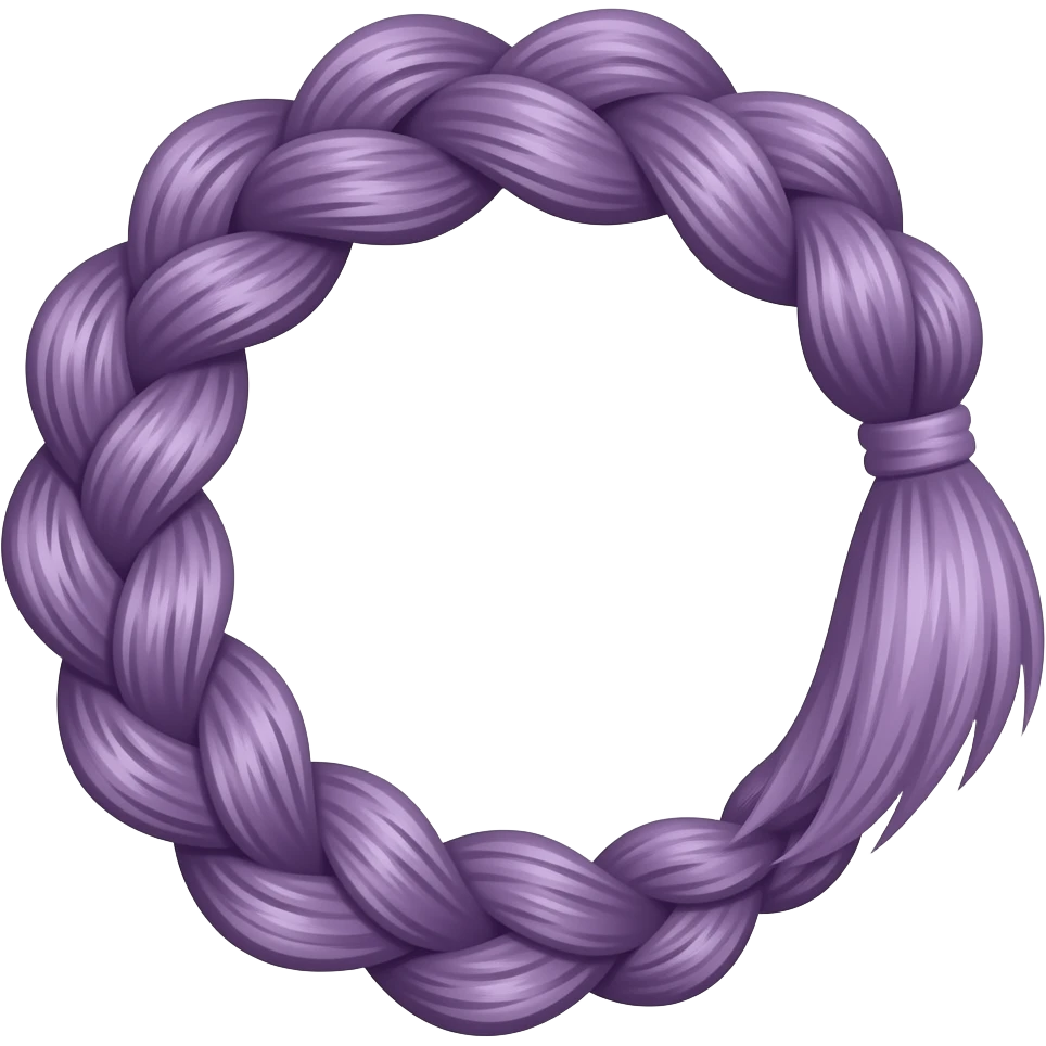 Haz una trenza morada. Pero solo la trenza y que una parte de la trenza sea de color lila pero que no tengo una persona solo la trenza emoji