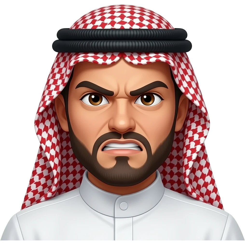 Angry red face Arabic man with emoji